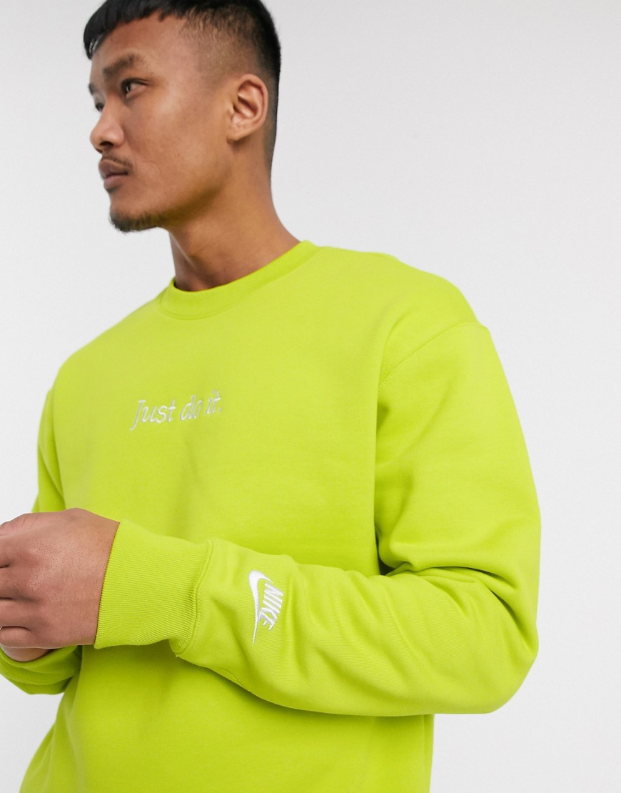 Nike – Just Do It – Limegrön sweatshirt med rund halsringning