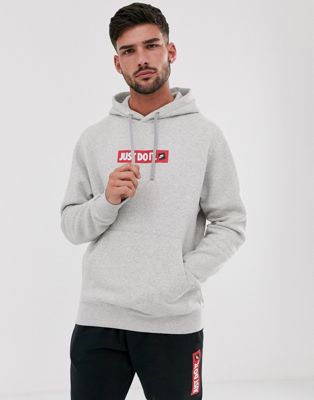 Nike Just Do It logo hoodie in grey | ASOS