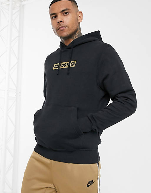 Nike Just Do It metallic logo hoodie in black | ASOS