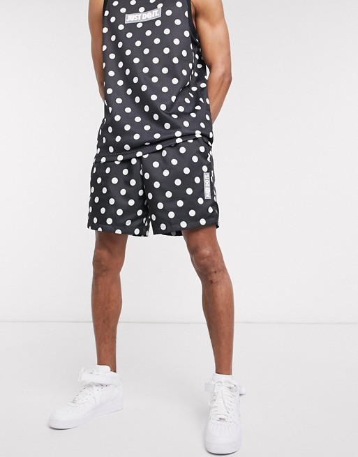 Nike Just Do It polka-dot woven shorts in black