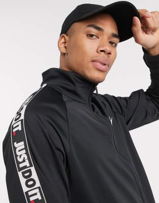 Nike Just Do It Schwarze Polyknit Jacke Mit Reissverschluss Und Zierband Ccytem Morelos