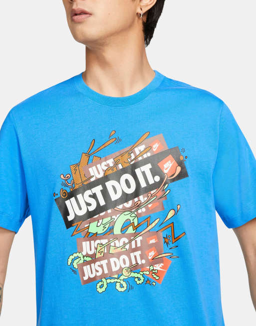 Nike Just Do It stacked logo t shirt in blue