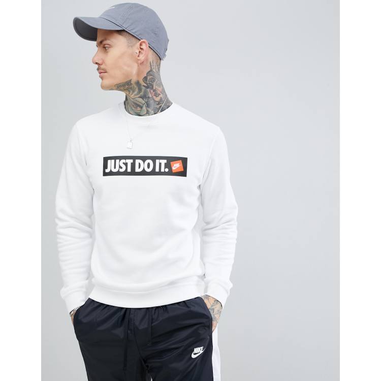 Nike Just Do It Sweat shirt avec logo encadr Blanc 928699 100