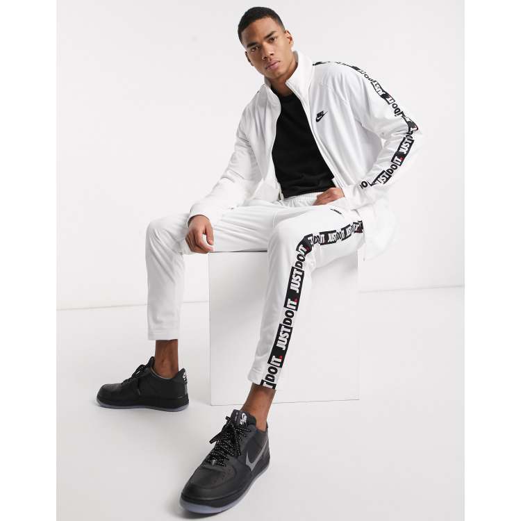 Nike Just Do It taping cuffed joggers in white