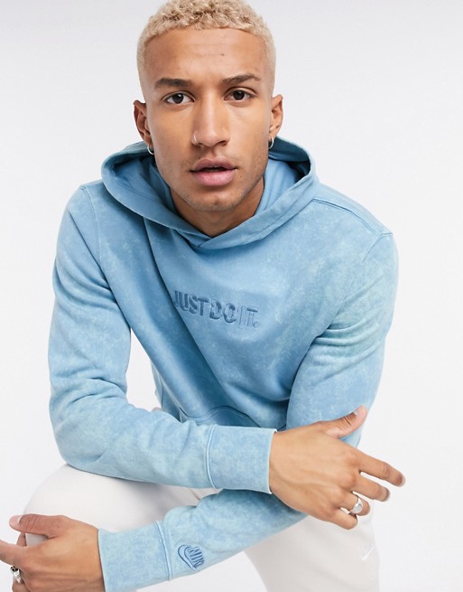 Nike Just Do It washed hoodie in blue | ASOS