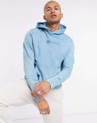Nike Just Do It washed hoodie in blue 