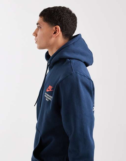 Nike – Kapuzenpullover in Marineblau mit Swoosh-Print auf dem Rücken, 4 von 5
