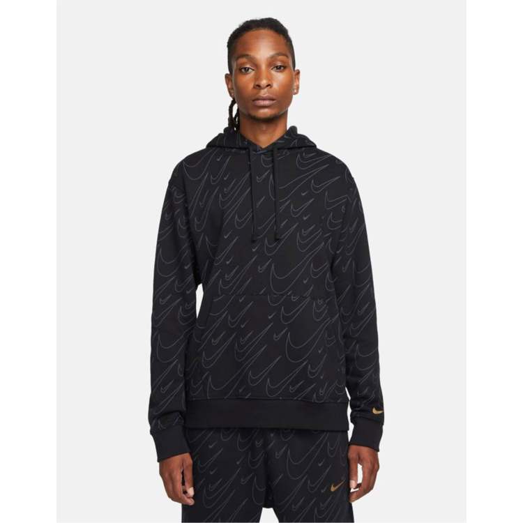 Black nike hoodie with gold swoosh online