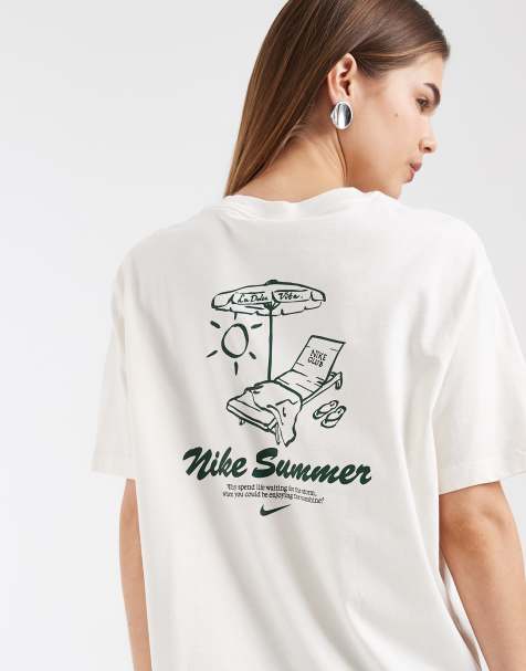 Nike – Kastiges Oversize-T-Shirt in Wollweiß mit Print - view 1