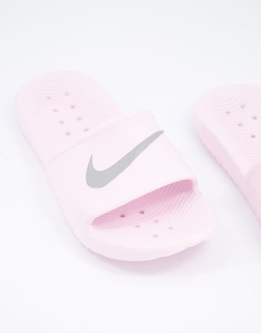 Pink sliders outlet nike