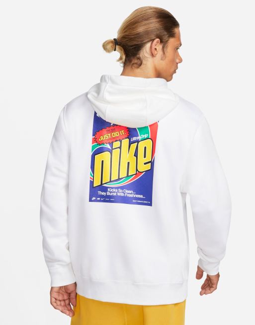 Nike Keep It Clean graphic back print fleece hoodie in white