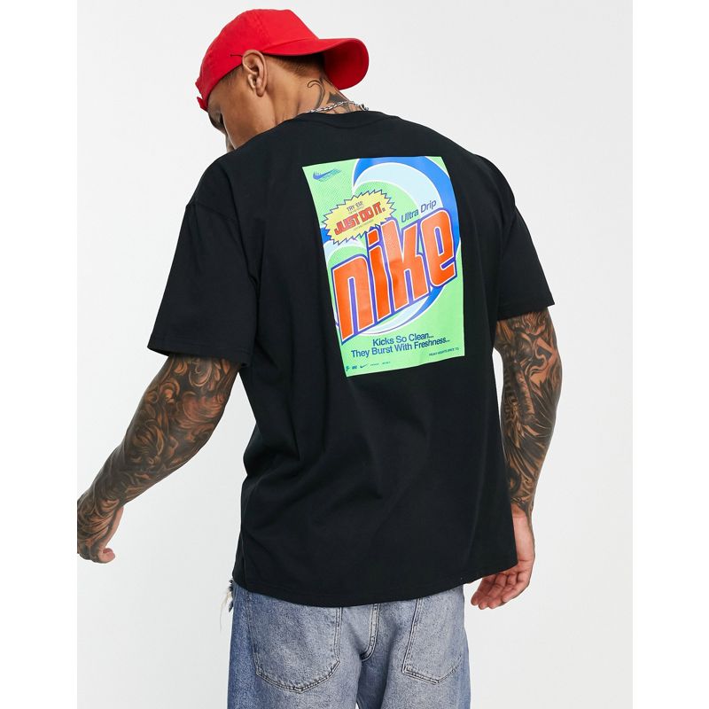 GLqpH Activewear Nike - Keep It Clean - T-shirt oversize pesante nera con stampa sul retro