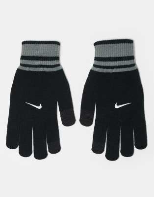 Nike Nike Knit Tech touch screen gloves in black and grey