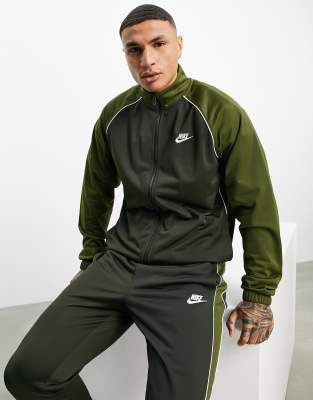 Nike knit zip-up tracksuit set in khaki | ASOS