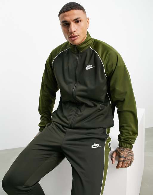 Bezit opleggen exotisch Nike knit zip-up tracksuit set in khaki | ASOS