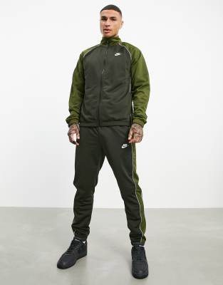 Nike knit zip-up tracksuit set in khaki