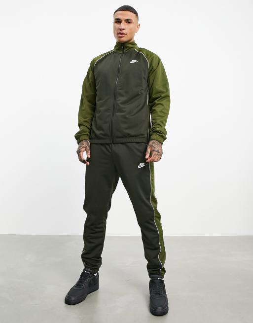 Nike knit zip-up tracksuit set in khaki | ASOS