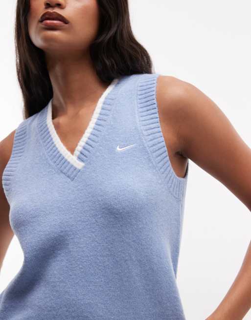Nike knitted vest in blue, 3 of 4