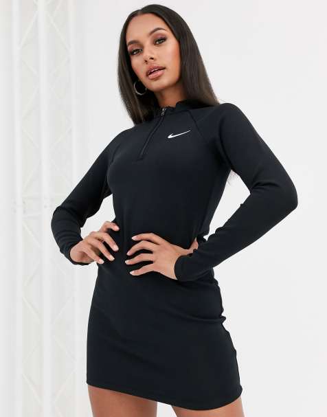 Nike – Langärmliges, schwarzes Minikleid