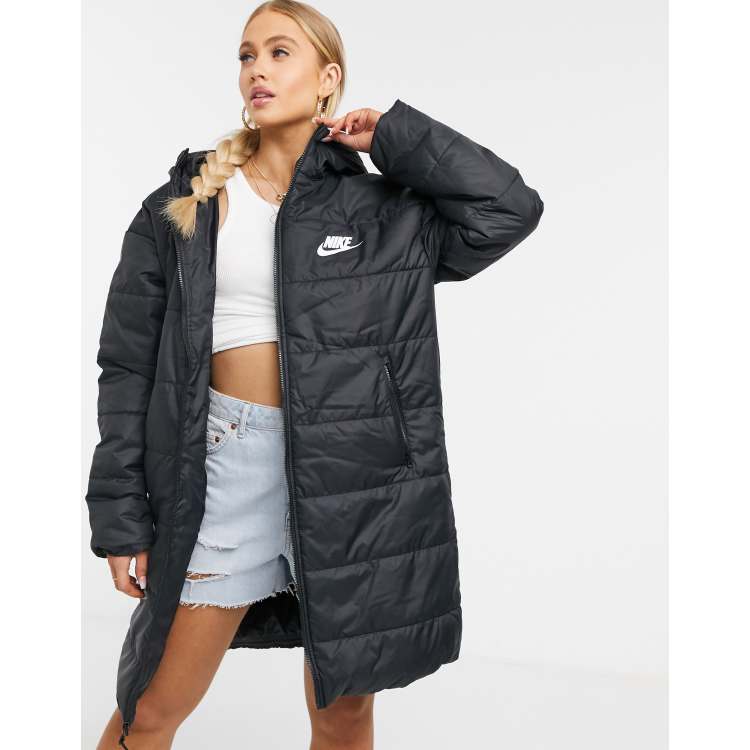 lange zwarte nike jas