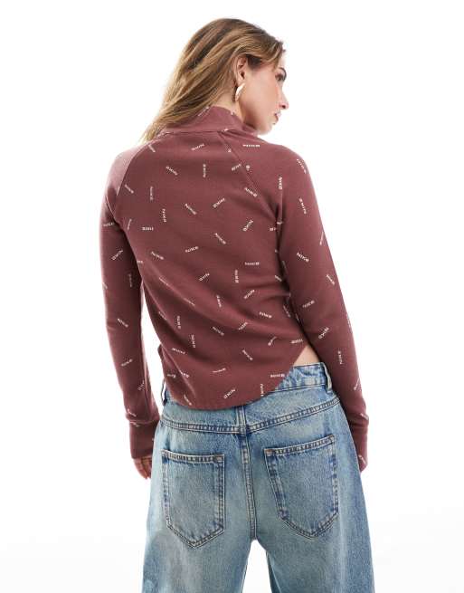 Nike - Langærmet og bordeauxrød sweatshirt med halv lynlås , 2 af 4