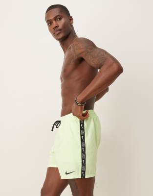 Nike Swimming Nike Lap 5 inch Volley logo tape swim shorts in yellow