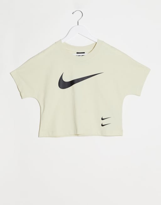 Nike large double swoosh t shirt in off white ASOS