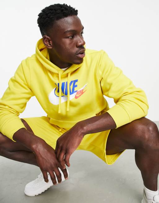 Nike Sportswear Club Fleece Hoodie Sweatshirt in Yellow for Men