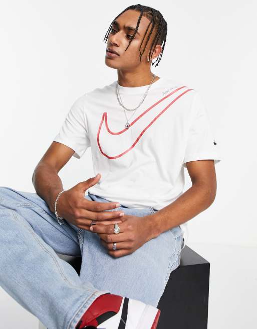 White and red store nike t shirt