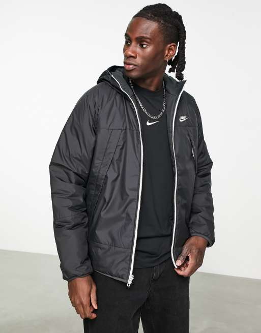 Nike - Legacy - Vandafvisende, vendbar jakke med gennemgående lynlås i sort og grå