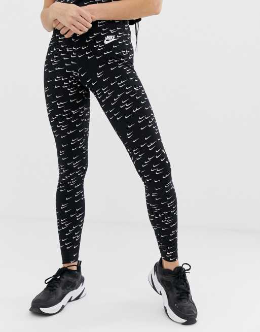 Nike Legging avec logo virgule imprim sur l ensemble Noir