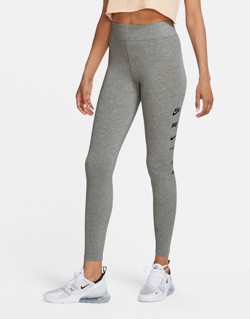 Nike - Legging in grijs met swoosh-print