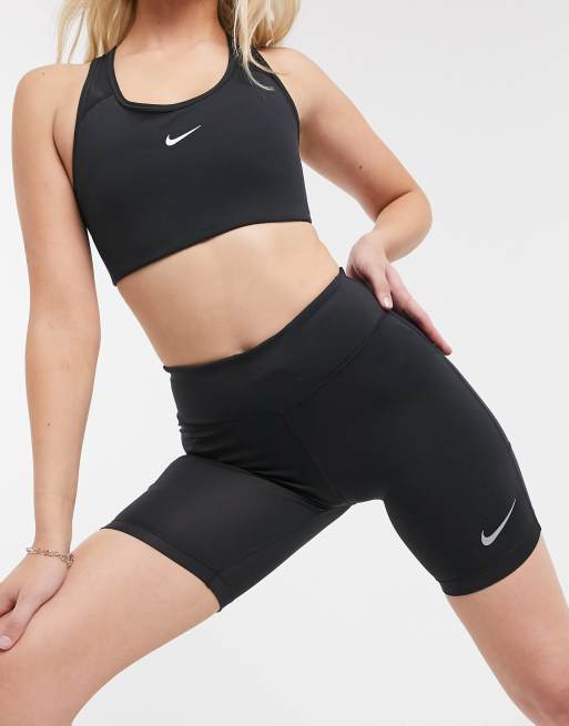 Nike legging shorts in black with mini swoosh