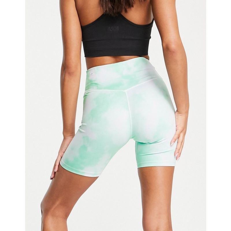 Nike – Legging-Shorts mit halbhohem Bund und grünem Batikmuster, 7 Zoll