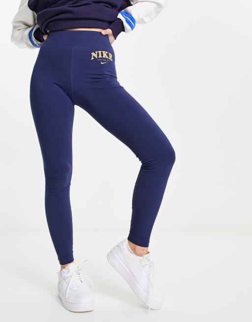 Nike - Legging unisexe rétro athlétique - Bleu marine minuit et doré | ASOS