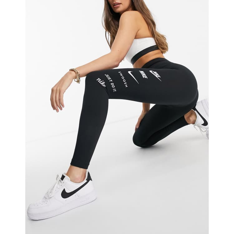 Nike JUST DO IT Logo Leg-A-See Black Leggings, size XS