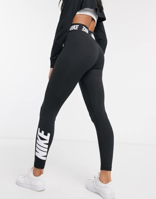 Nike Leggings mit hohem Logobund in Schwarz ASOS