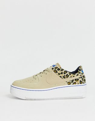 Nike Leopard Print Air Force 1 Sage trainers | ASOS