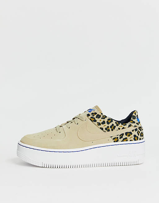 Nike Leopard Print Air Force 1 Sage trainers