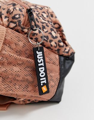 nike rose gold leopard print backpack