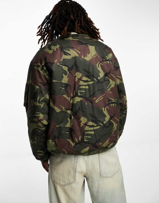 90s white and grey snow camo store bomber jacket