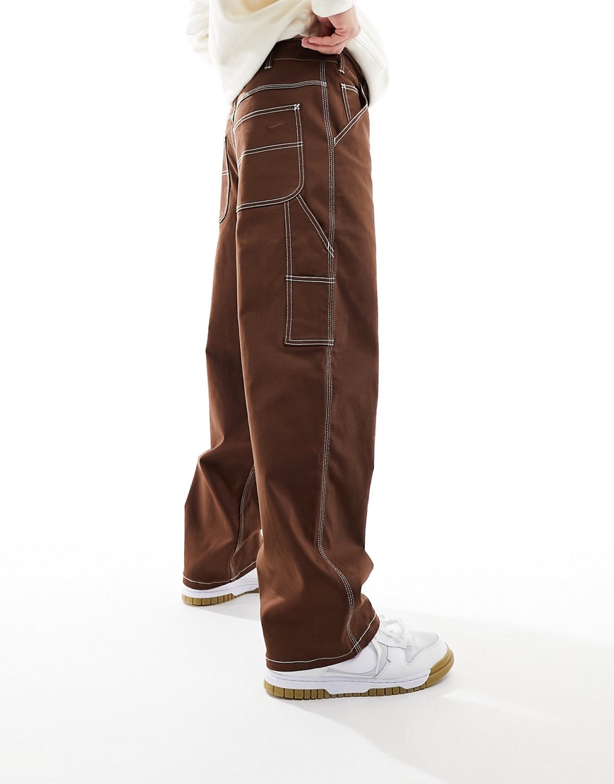 Shop Nike Life Carpenter Pants In Brown-neutral