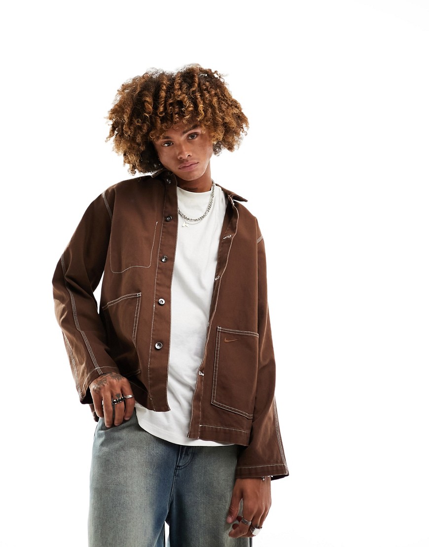 Nike Life chore jacket in brown