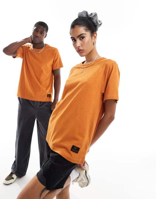 Nike Life knitted t shirt in orange ASOS