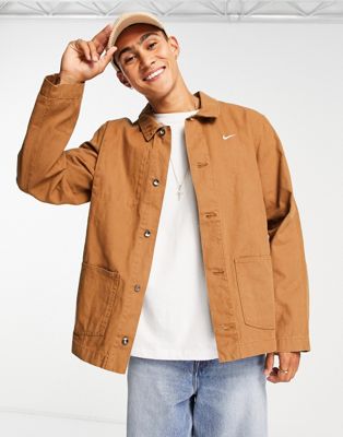 Nike Life Premium chore utility jacket in brown