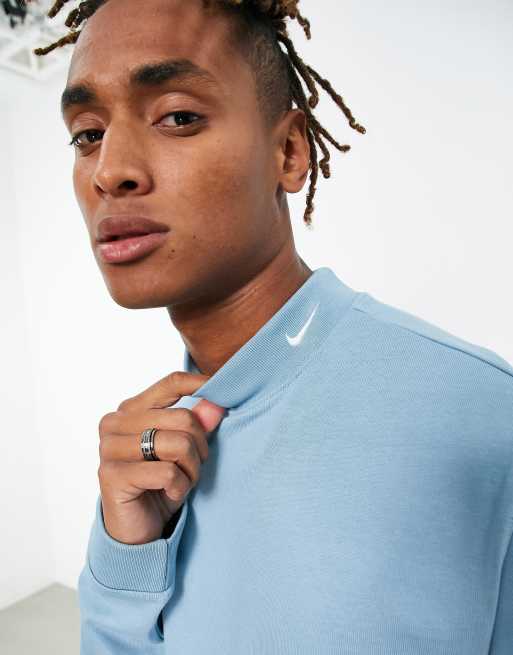 Nike Life Premium mock neck long sleeve top in blue ASOS