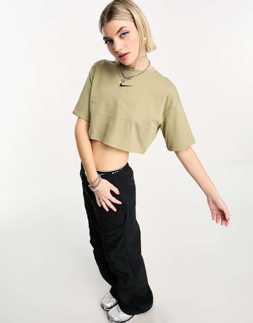 Nike Life Trend crop t-shirt in neutral olive, 4 of 4