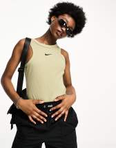 Nike trend ribbed tank vest top in hemp brown