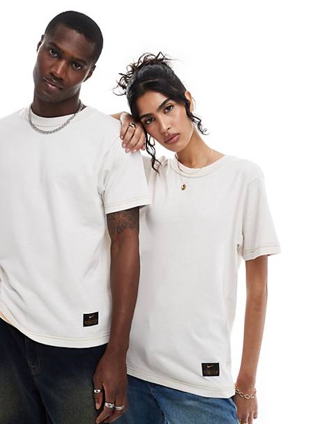 Nike Life unisex knitted t-shirt in off white