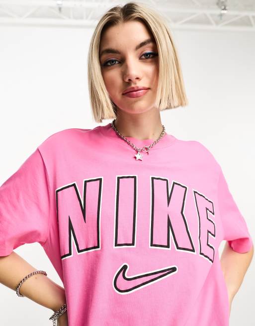 Nike Life Varsity boyfriend t shirt in pink